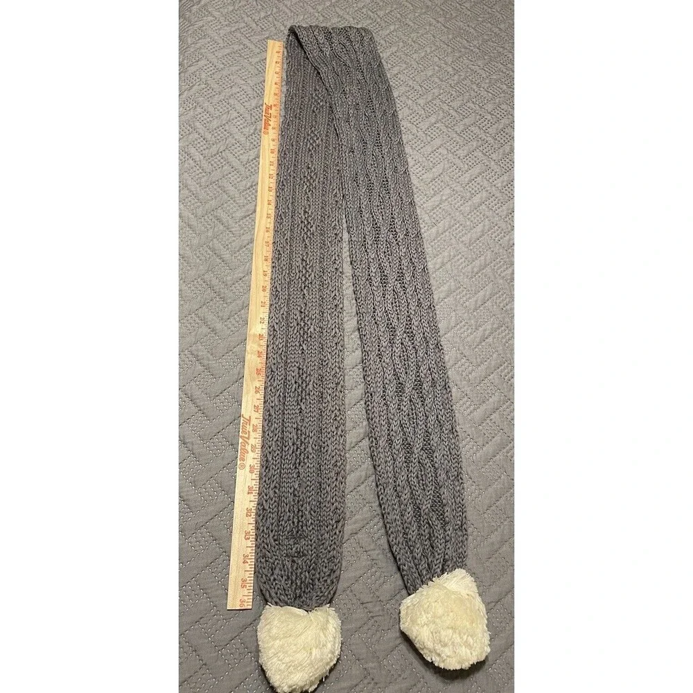 Aran Pom Pom Knit Scarf Patrick Francis Irish 65.5 inches in length